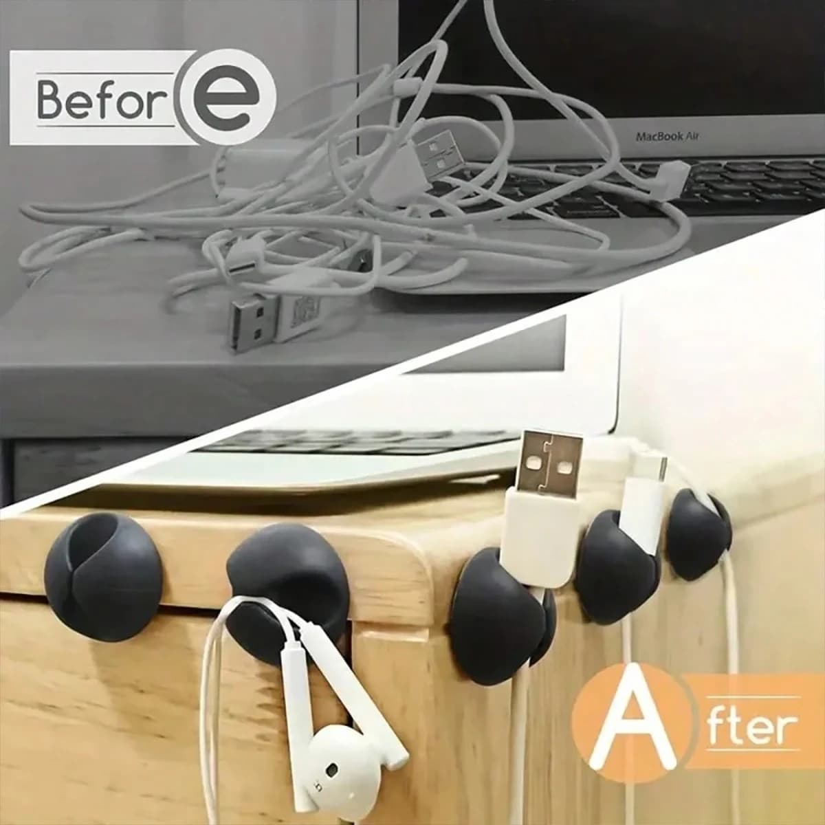 Organizzatore Cavi da Scrivania Rotondo, Supporto per Cavi Dati, Clip per Fili, Gestore Cavi, Fissaggio Ordinato, Forniture per Ufficio
