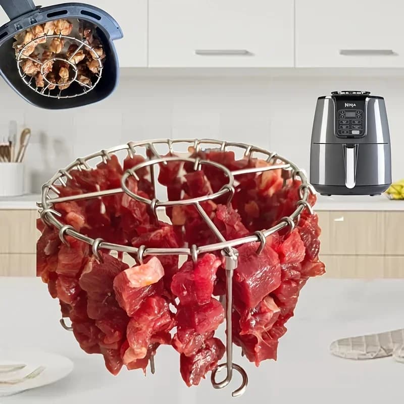 Stainless Steel Vertical Grill Rack Skewer Holder Air Fryer Accessory with 23 Skewers Suit for 3.2QT-5.5QT Fryers Grill Rack D43