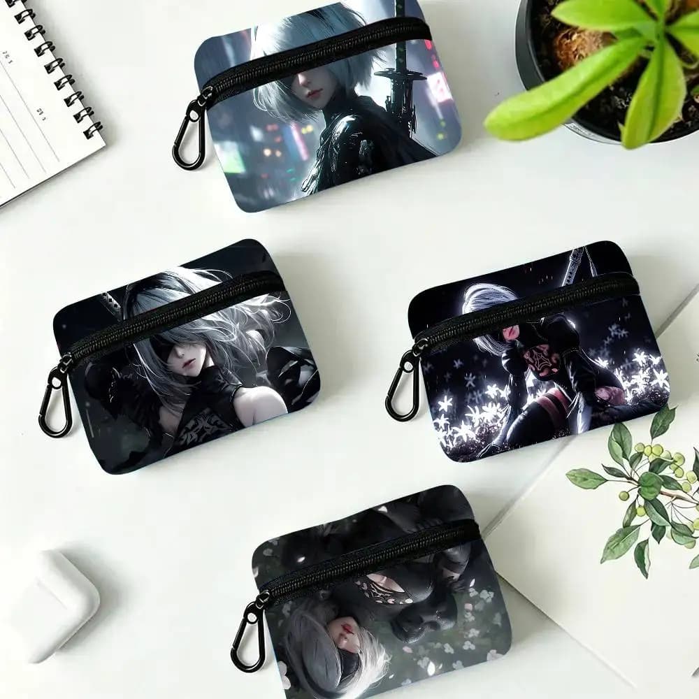 Nier Automata Fight Game Oxford Fabric Wallet With Zipper, Hanging Multifunctional Bag For Credit Cards, Keys, Coins Headphones