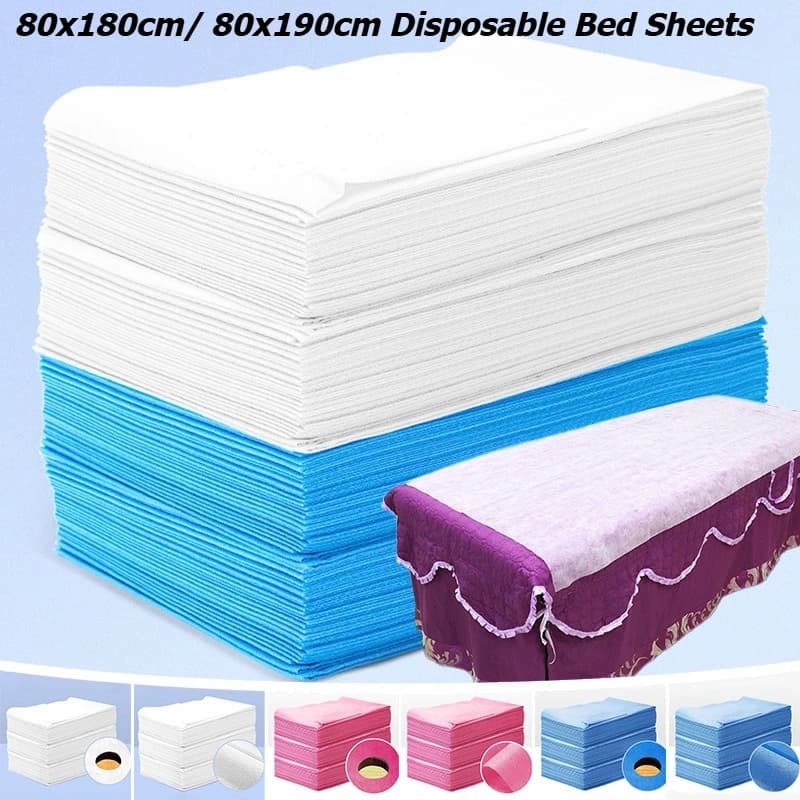 100 PCS Disposable Bed Sheets Beauty Salon Spa Thin Thickened SMS Sheets Non-woven Breathable Disposable Travel Hotel Sheets