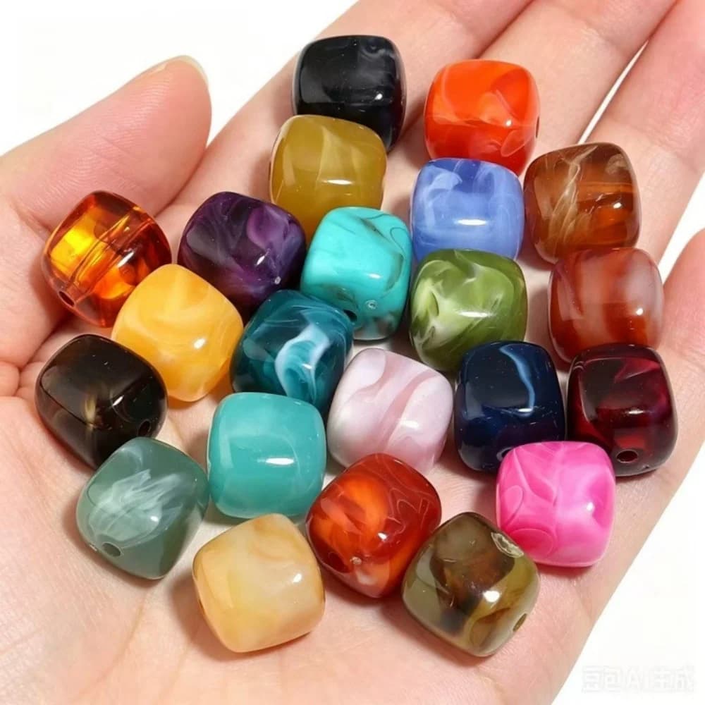 10pcs/lot 16x17mm Square Acrylic Beads Dual Color Loose Spaced Cube Beads For DIY Charms Bracelet Earrings Jewelry Accessories