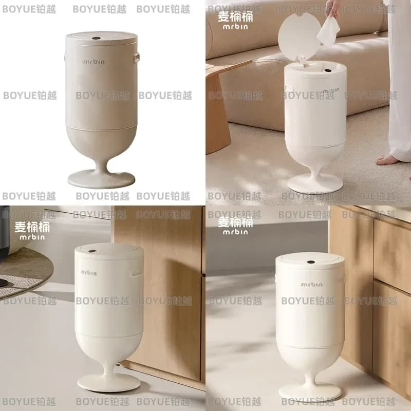 Smart Sensor Trash Can Automatic Lid Wheat Straw Bin Large Capacity Modern Home Living Room Kitchen Waste Container High End