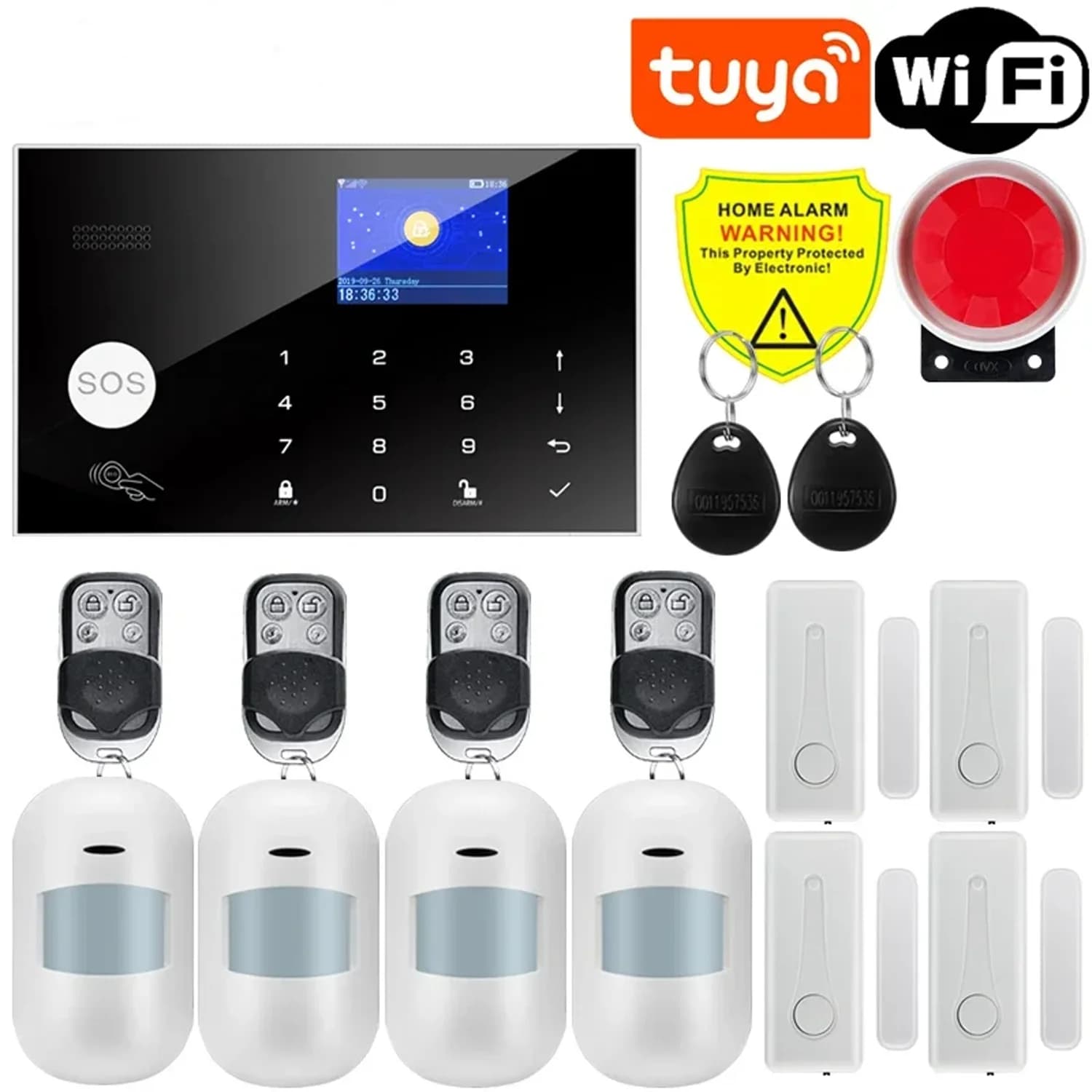 Tuya Wireless WIFI GSM Sistema di allarme antifurto domestico Telecamera IP Sensore di movimento PIR Sensore porta Kit allarme di sicurezza Controllo APP Sicurezza