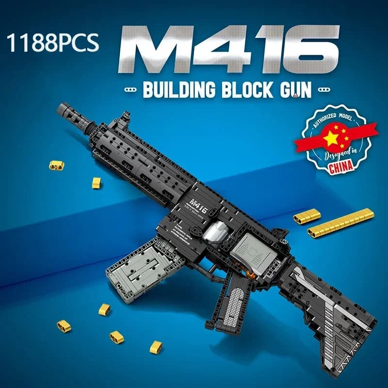 Modello di fucile M416 in blocchi da costruzione, giocattolo da assemblare per bambini, 1188 pezzi, ornamento da collezione