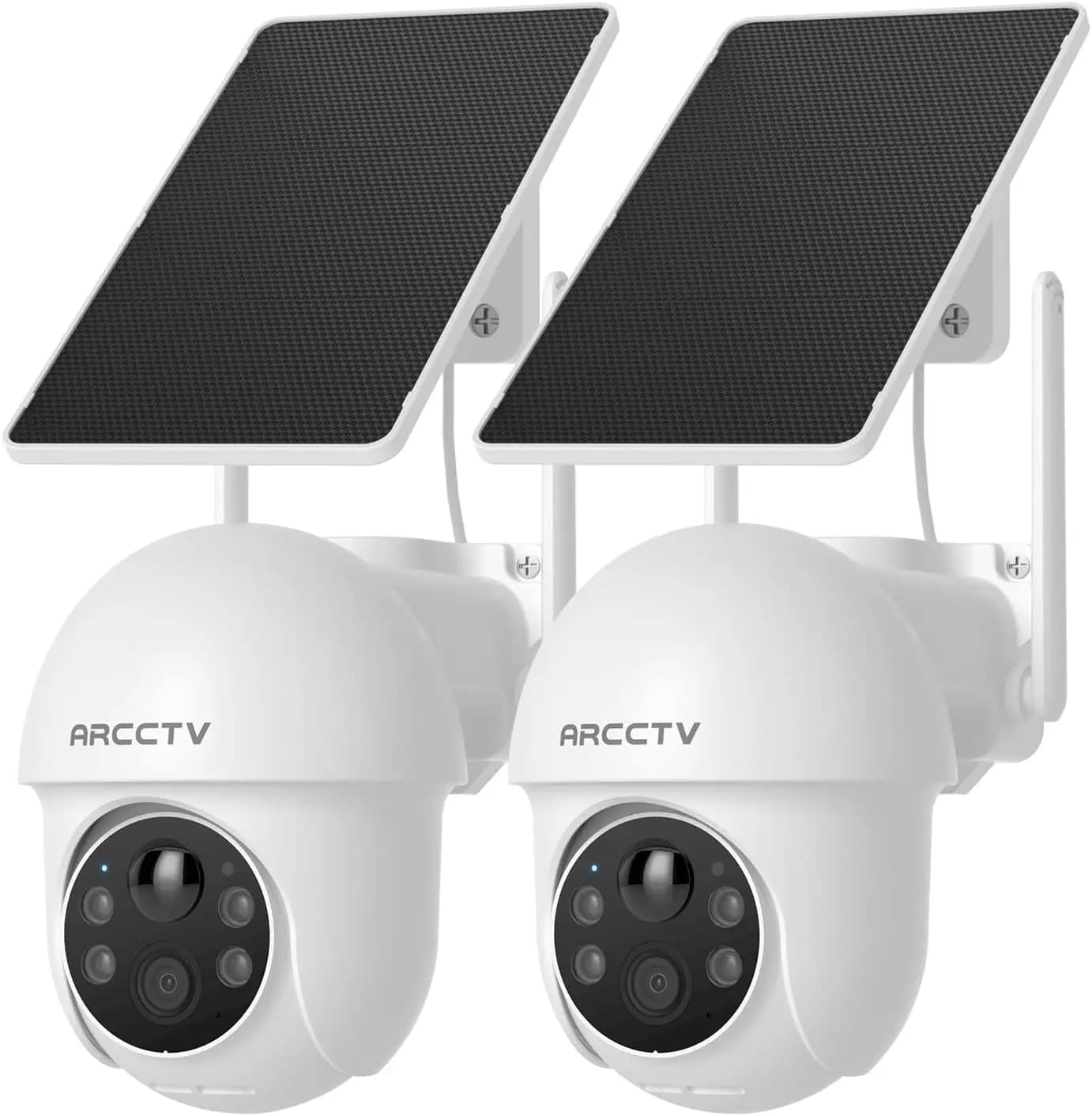 Telecamera di Sicurezza Solare Wireless 4MP 360° ° Telecamera da Esterno WiFi con Visione Notturna, Sensore di Movimento e Faretto