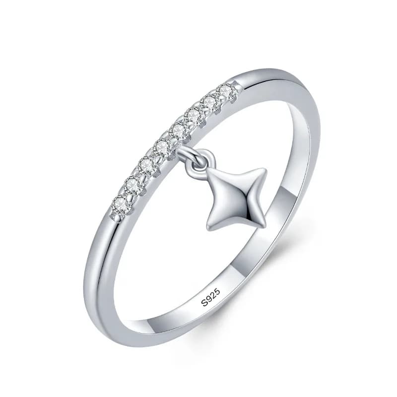 Anello con ciondolo a forma di stella in argento S925, gioielli leggeri di lusso femminili per feste di moda