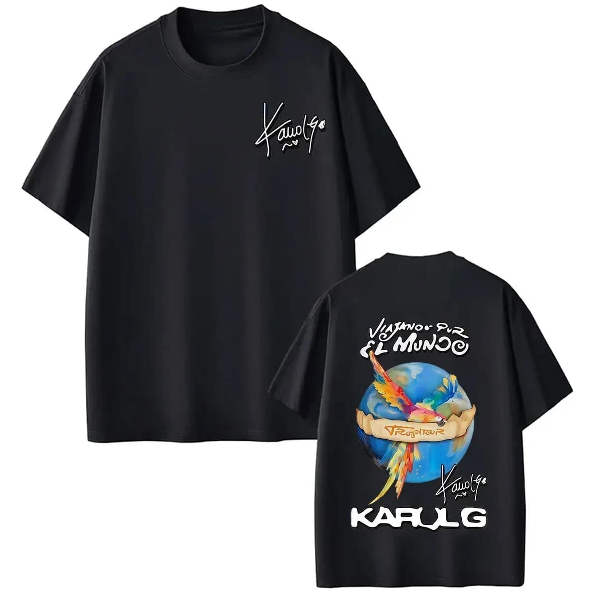 T-shirt Casual Estiva in Cotone Hip-hop Karol G Viajando Por El Mundo Tropitour 2026 Nuova Maglietta con Grafiche Rilassanti Moda Uomo