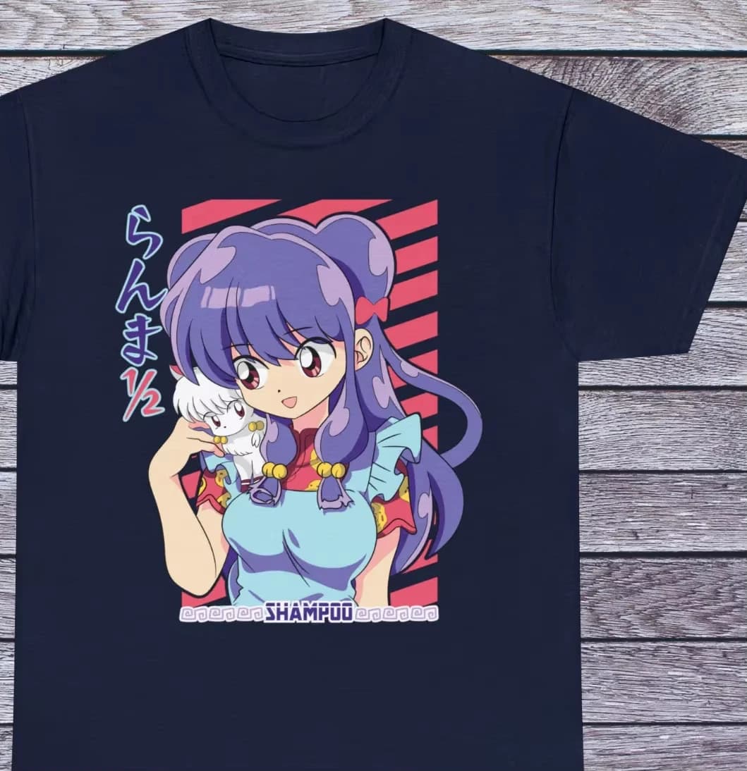 Anime Girocollo T-shirt da uomo Kawaii Waifu Shampoo T-shirt Giappone Manga Ranma 1/2 anni '90 Tee Anime Abbigliamento T-shirt in cotone