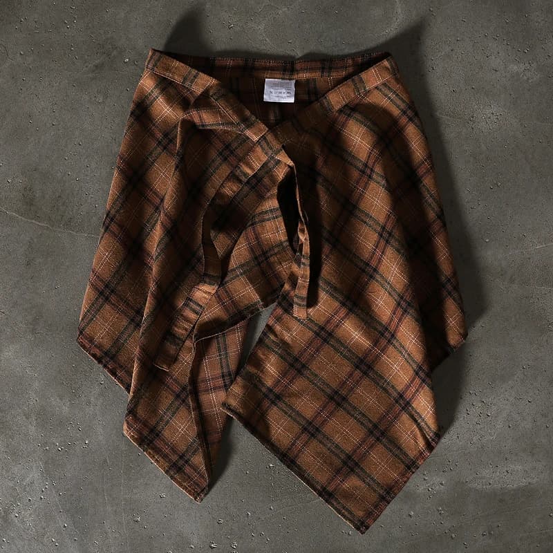 Charity Money Making Plaid Butt Curtain Belted Yellow Grid Meat Concealer Men's Shirt Women's Style Fashion Accessory