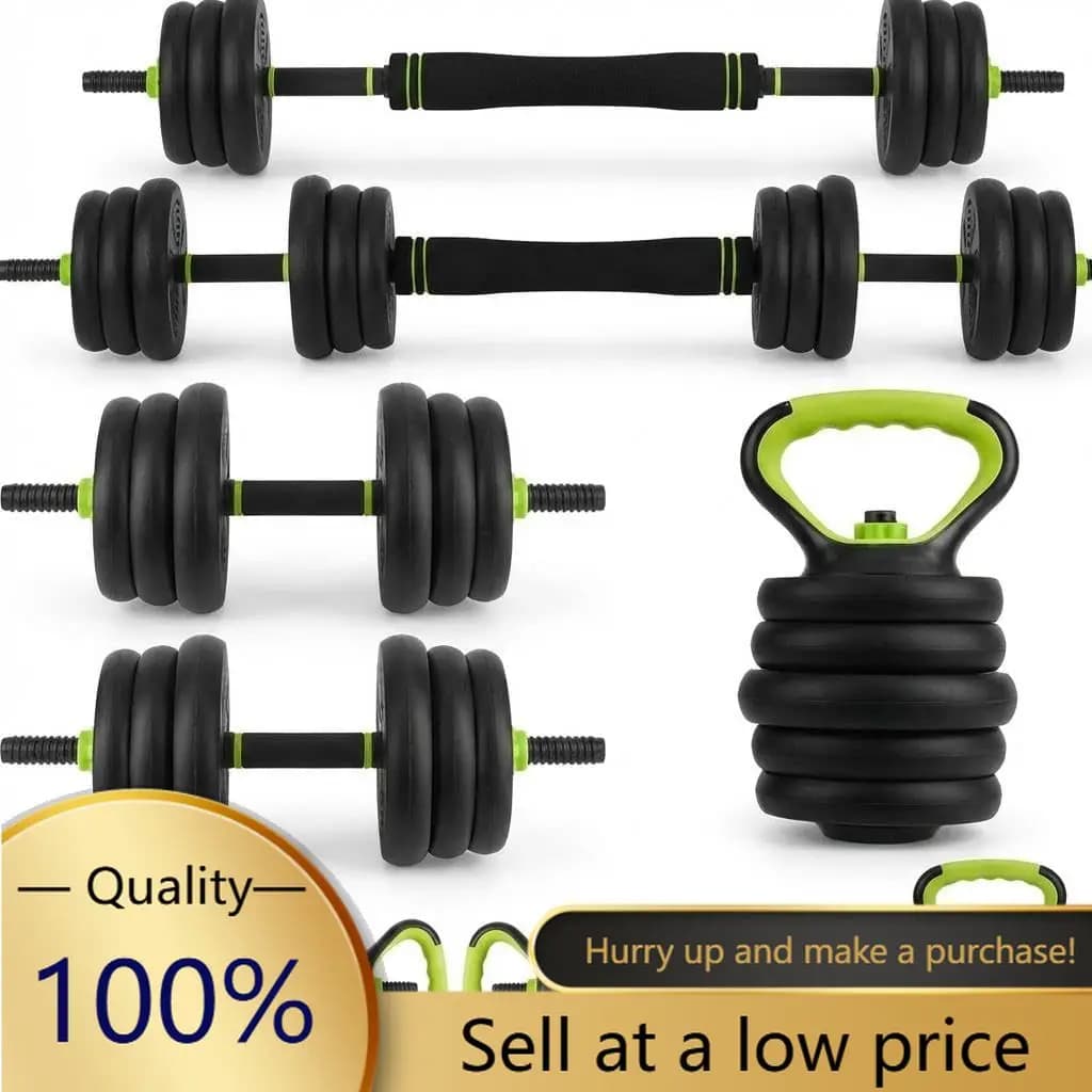 Adjustable Dumbbell Set 44LB, 4-in-1 Free Weight Set with Barbell & Kettlebell & Push-Up Handles, Compact All-in-One Home Gym fo