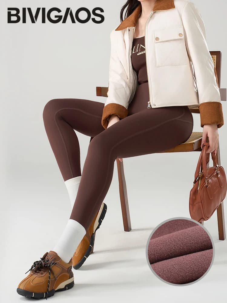 BIVIGAOS Autunno Inverno 3D Butt Sharkskin Leggings Yoga Caldi Leggings sportivi fitness in pile leggero spazzolato elasticizzato da donna