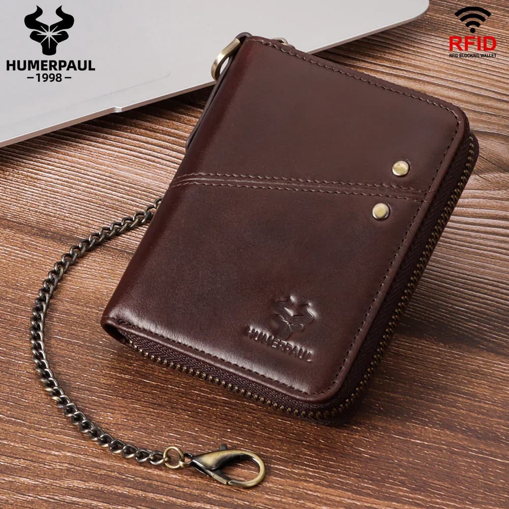 Portafoglio originale per uomo borsa porta carte di credito in vera pelle RFID di lusso con portamonete portamonee portamonee