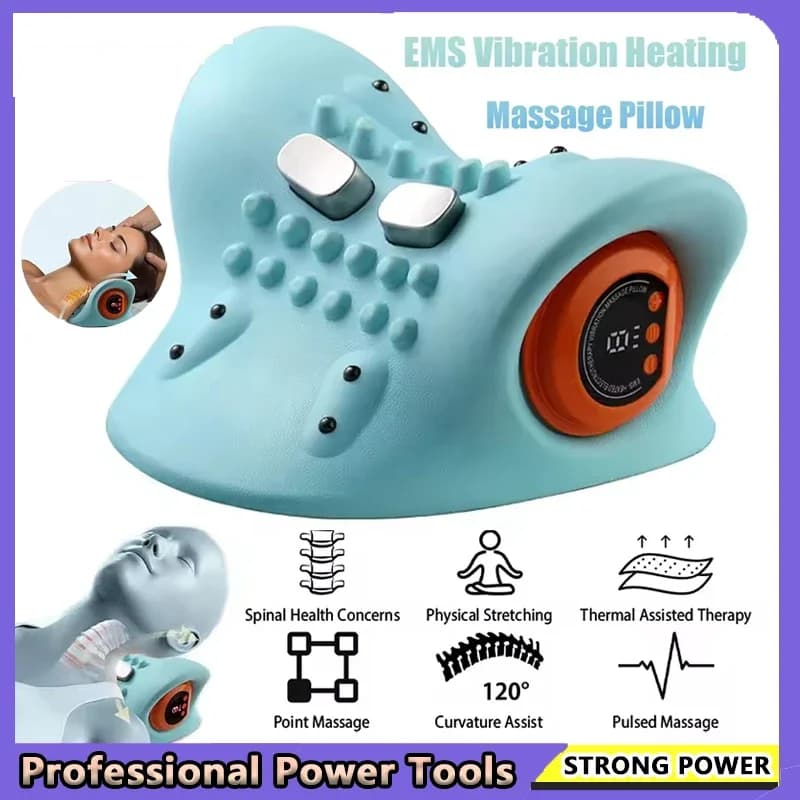 Electric Cervical Massager Neck Stretcher Chiropractic Traction Head Acupoint Massage Pillow Shouder Body Massager