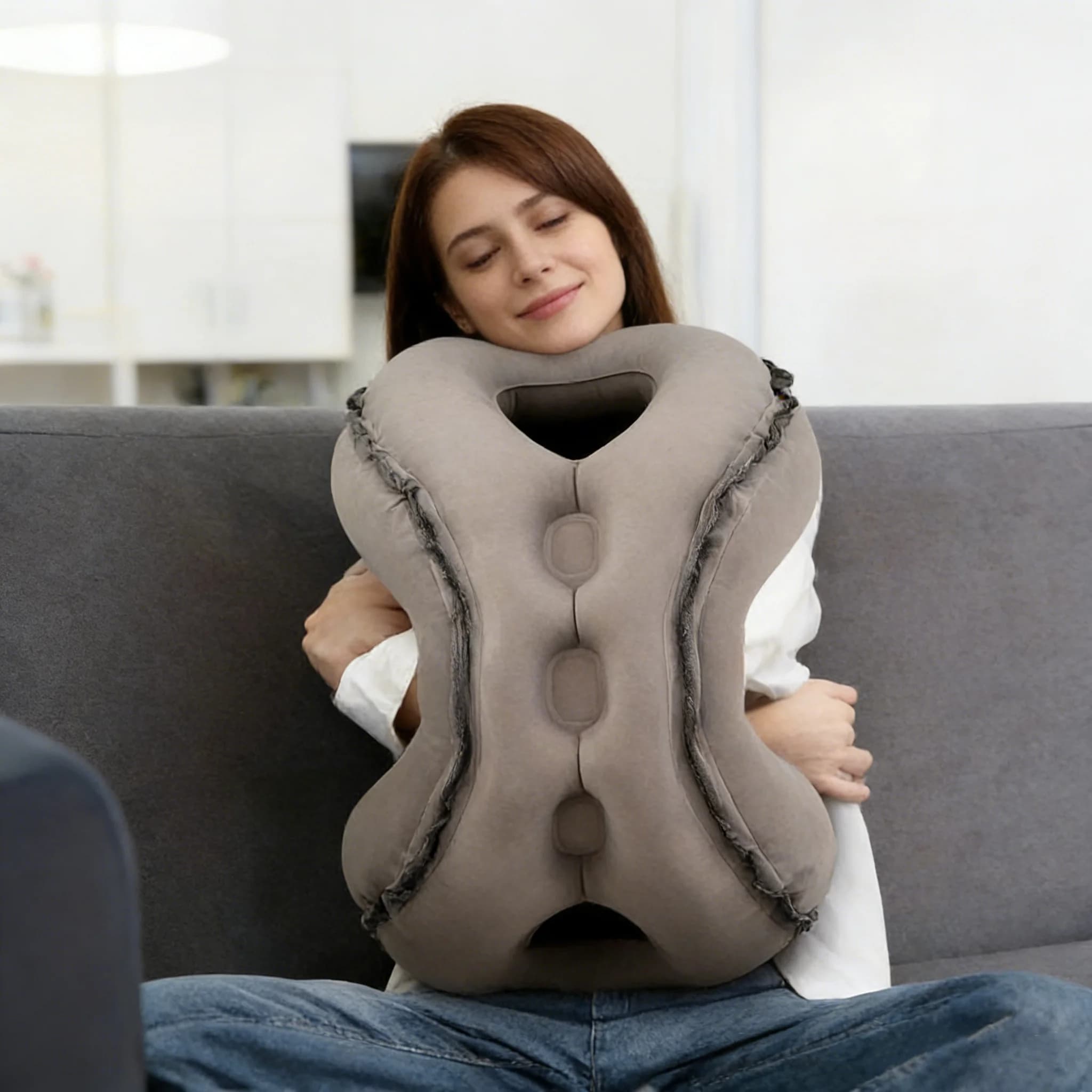 Cuscino da Viaggio Gonfiabile per un Sonno Confortevole, Supporto per la Testa, Ideale per Aerei, Auto, Treni, Ufficio