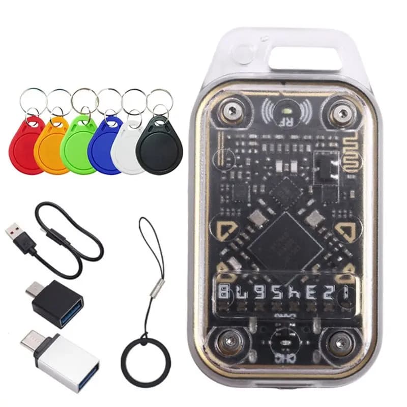 【VENDITA VELOCE】 Duplicatore NFC 125K 13,56Mhz RFID Lettore di chip intelligente Emulatore Camaleonte V2.0 Decodifica scheda + Portachiavi 6XUID Camaleonte Ult