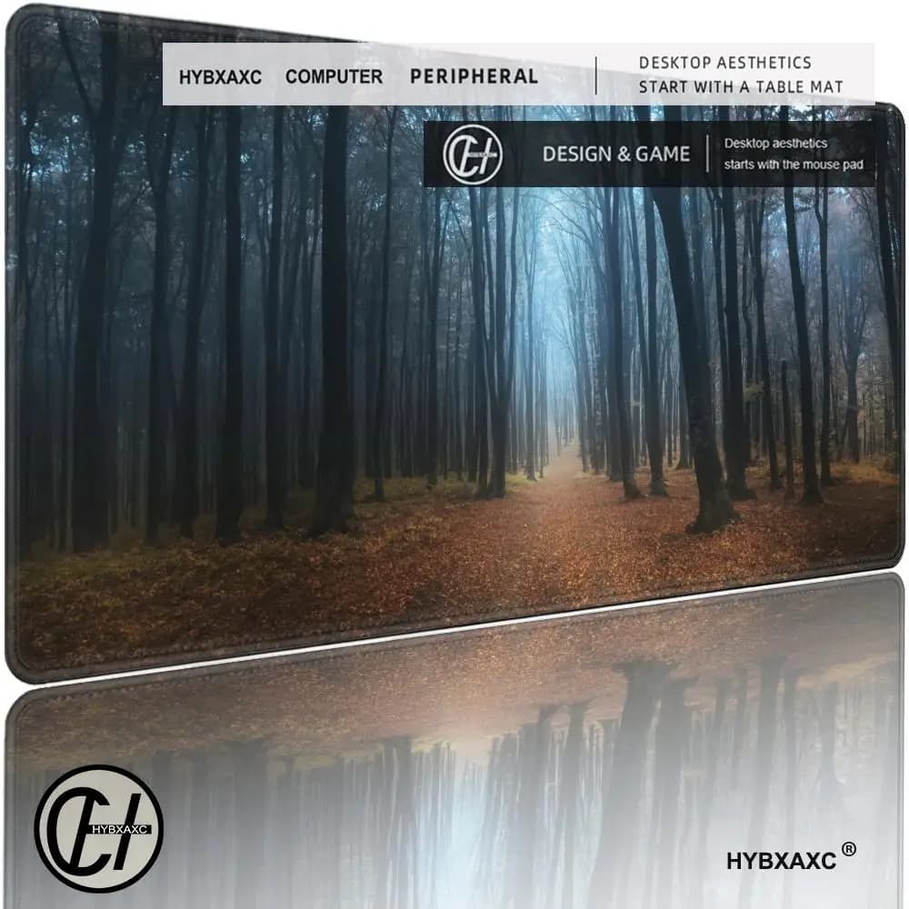 Tappetino per mouse XXL HD Forest Trees, tappetino per mouse nero da gaming, tappetino da scrivania per computer, tappetino per PC, tappetino da ufficio, tappetino per tastiera, tappetini da gaming HYBXAXC
