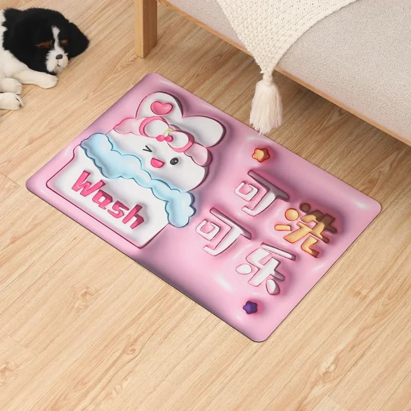 Tappetino da bagno visivo 3D Cartoon Decormat tridimensionale Soggiorno Camera da letto Cucina Bagno Tappeto antiscivolo Tessili per la casa Decorazione