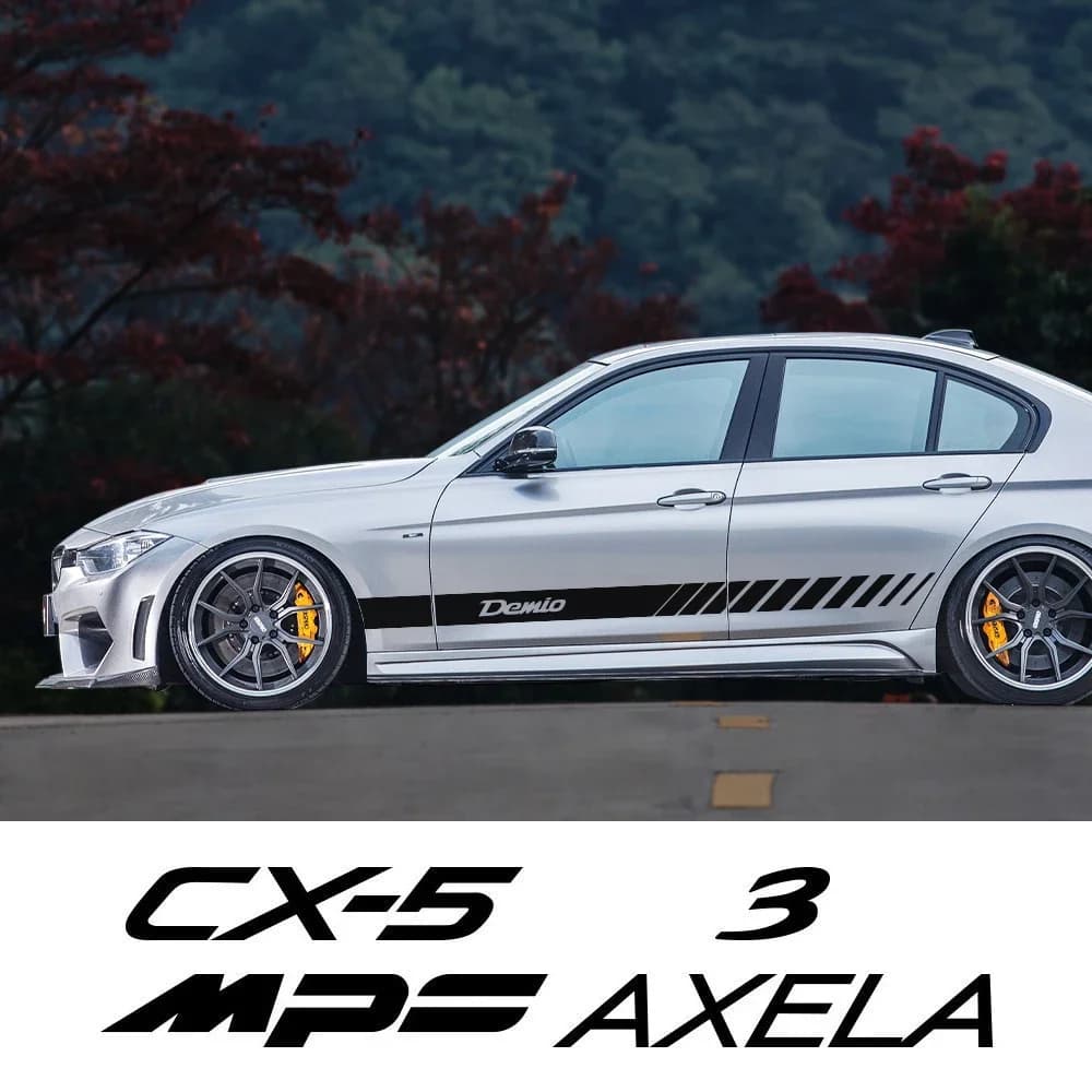For Mazda Demio CX-5 CX-3 MPS Axela Atenza 3 6 MS 2PCS Car Door Side Skirt Stickers Trim Decals Car Styling Accessories Decor