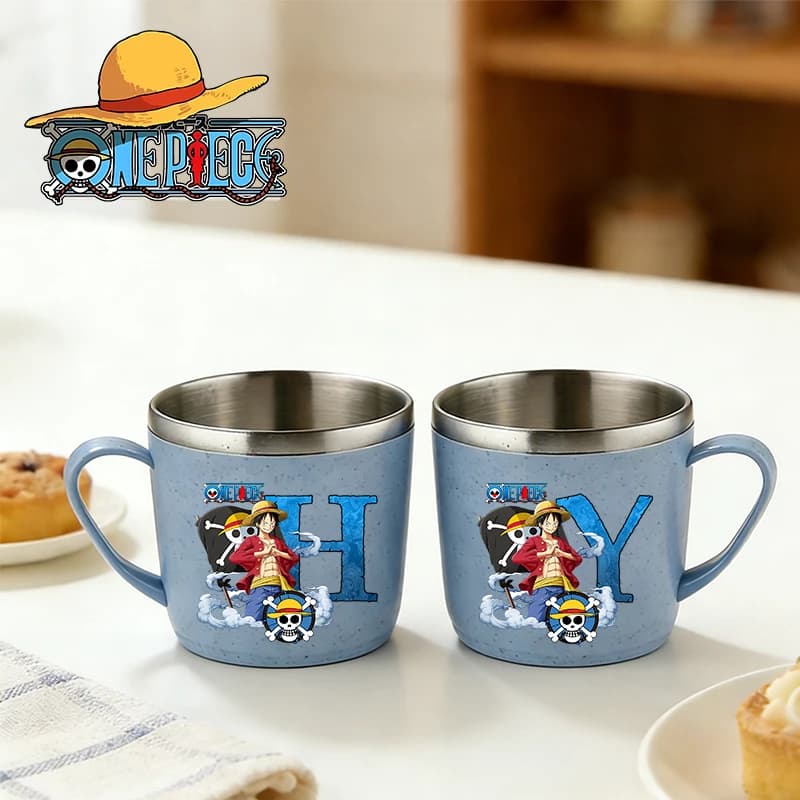One Piece Water Mug with Print Anime for Boys and Girls, Stainless Steel Glass for Toothbrush, Bottle for Coffee, Milk and Water for Kids