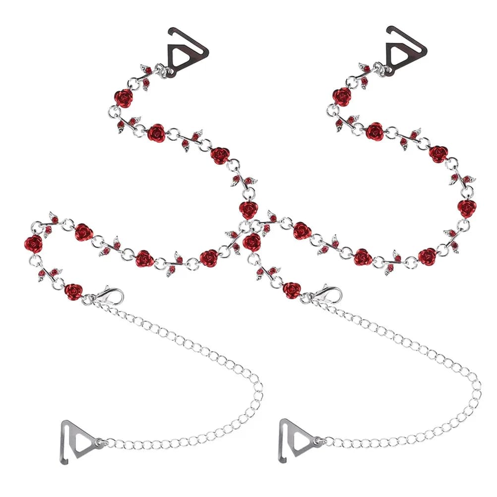 1Pair Rhinestone Rose Flower Bra Straps Women Adjustable Non-Skid Invisible Shoulder Strap Easy Fit Most Underwear Stylish