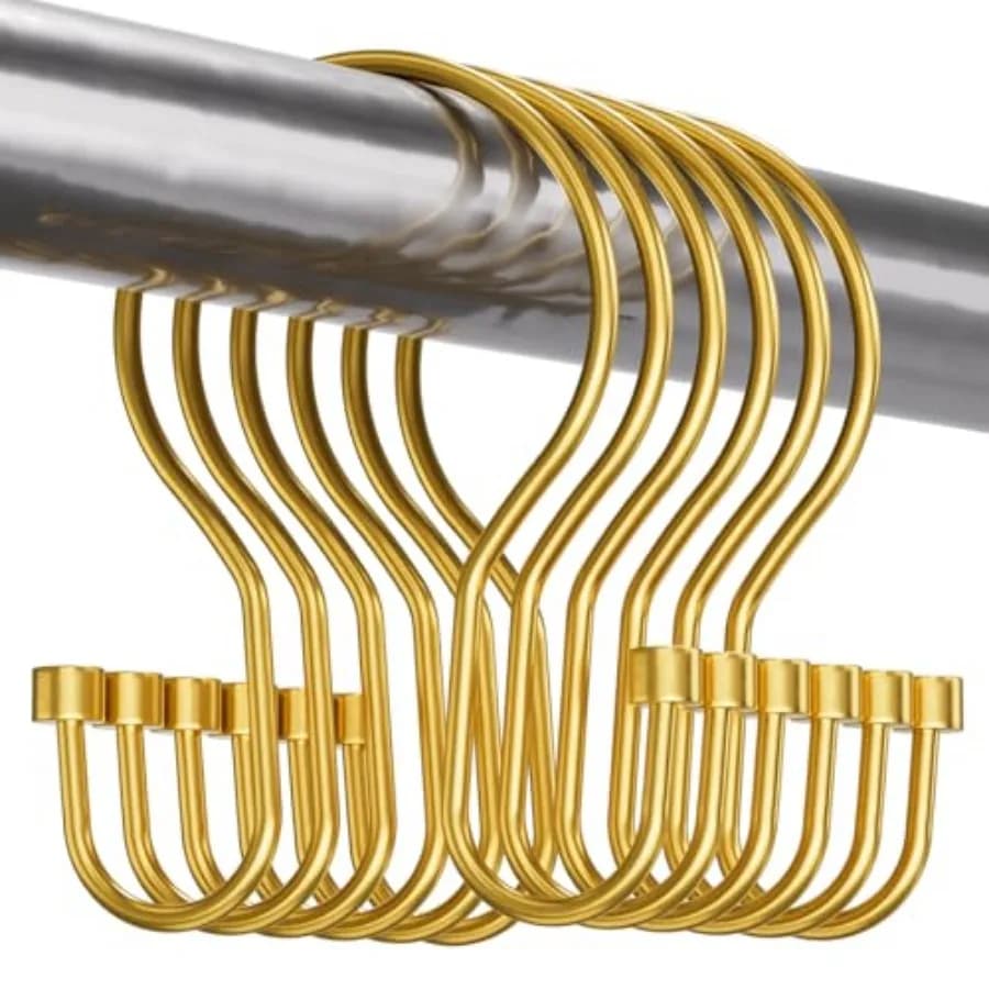 Shower Curtain Hooks Shower Curtain Rings with Cylindrical Design, 12Pcs Metal Shower Curtain Hooks Rust Proof, Smooth Glide Do