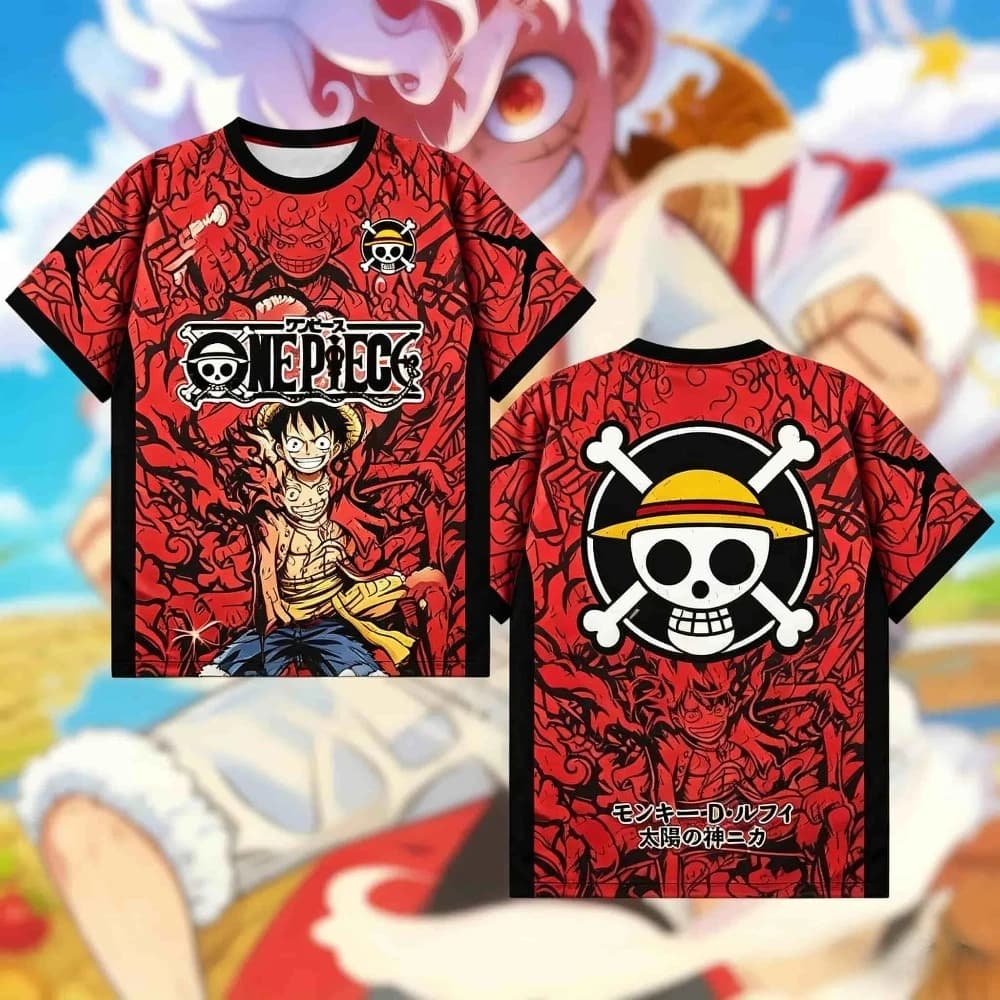 T-shirt estiva One Piece Monkey D. Luffy 3D ad asciugatura rapida per uomo, donna, bambino, casual, alla moda, a maniche corte