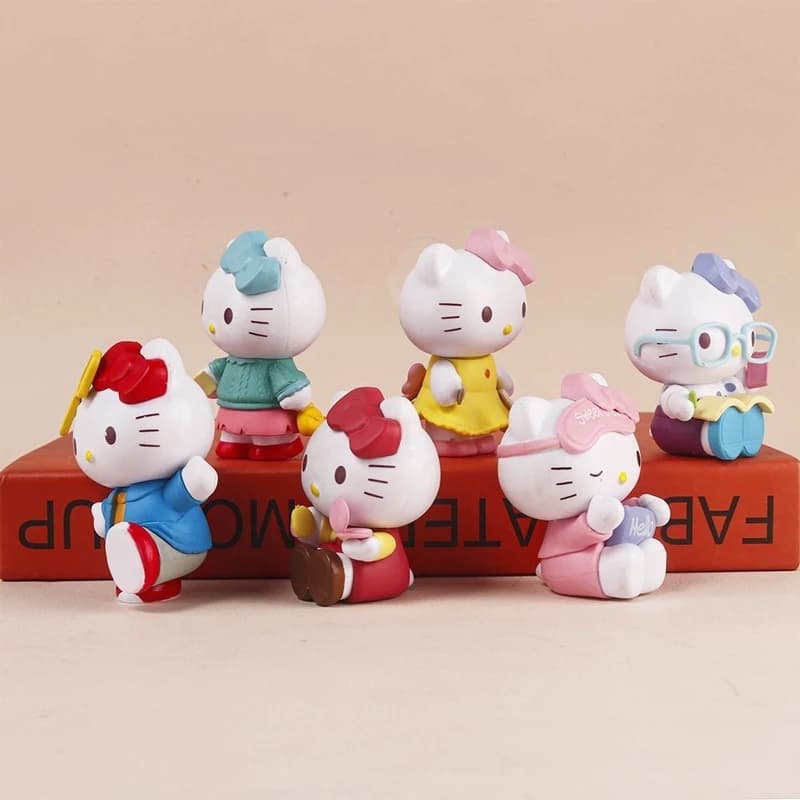 KT Cat PVC Miniatures Set, Birthday Gift Collectible Toy Display Item, Cute Scale Model Desktop Decoration Gift