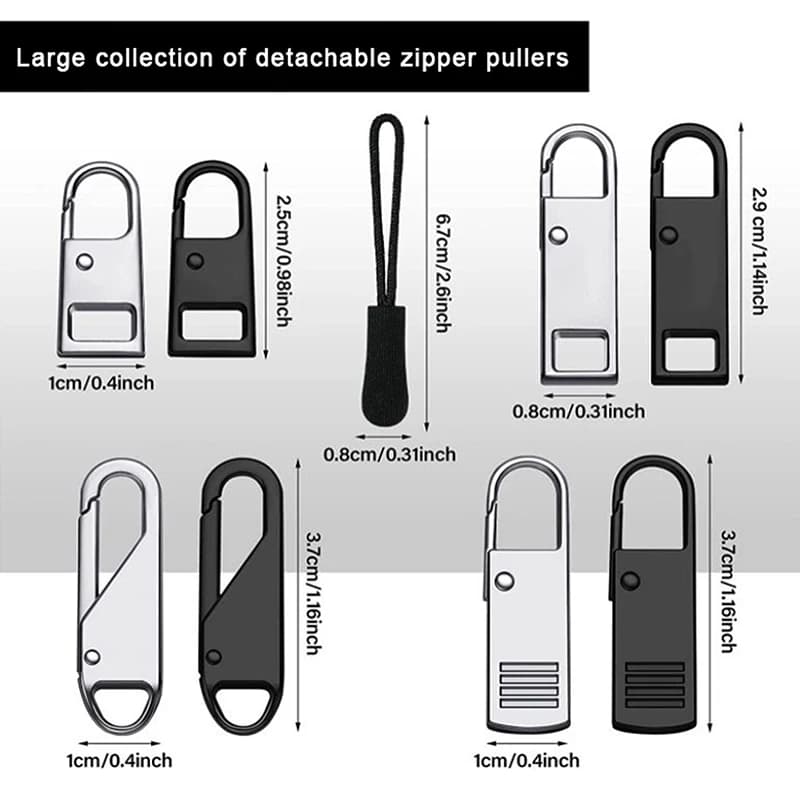 NEW 5/10/20Pcs Replacement Zipper Pulls Cord Extender/Zip Metal Pull For Backpacks Jackets Luggage Purses Handbags