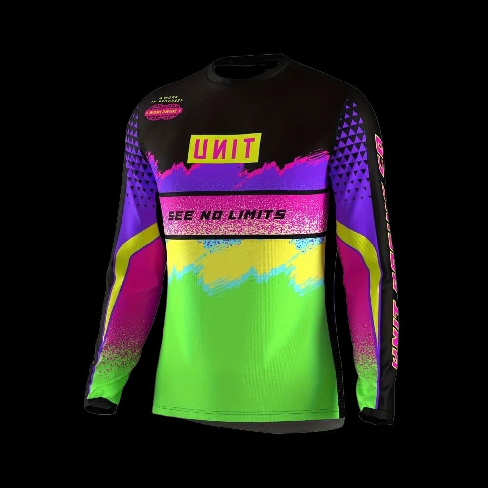 Camicia fuoristrada da moto a maniche lunghe, T-shirt traspirante e traspirante, tessuto leggero non elasticizzato, stile color block f