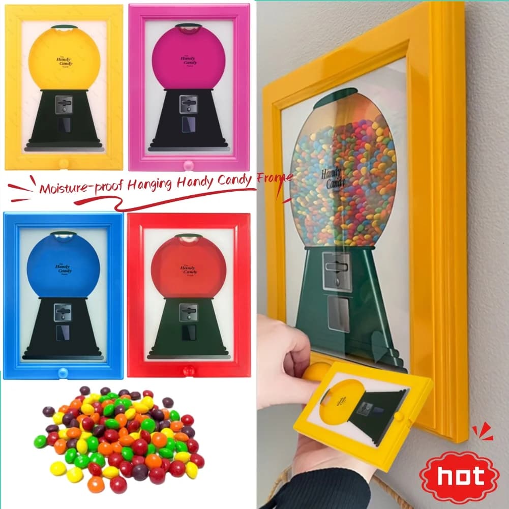 2 in 1 Creative Candy Dispenser Picture Frame Easy Restock Moisture-proof Hanging Handy Candy Frame Rotating Dust-proof for Birt