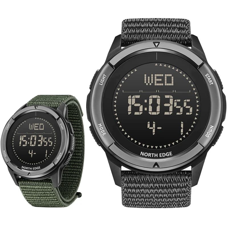 Men's Digital Watch Sports Super Light Outdoor Compass Pedometer Waterproof 50M Electronics Wristwatch Nylon Watch Strap