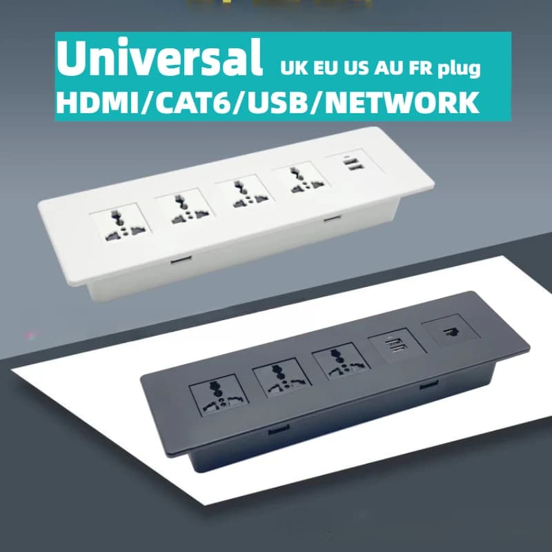 Universal built-in table socket with USB CAT HDMI Island Multimedia Table Power socket with EU US AU UK plug