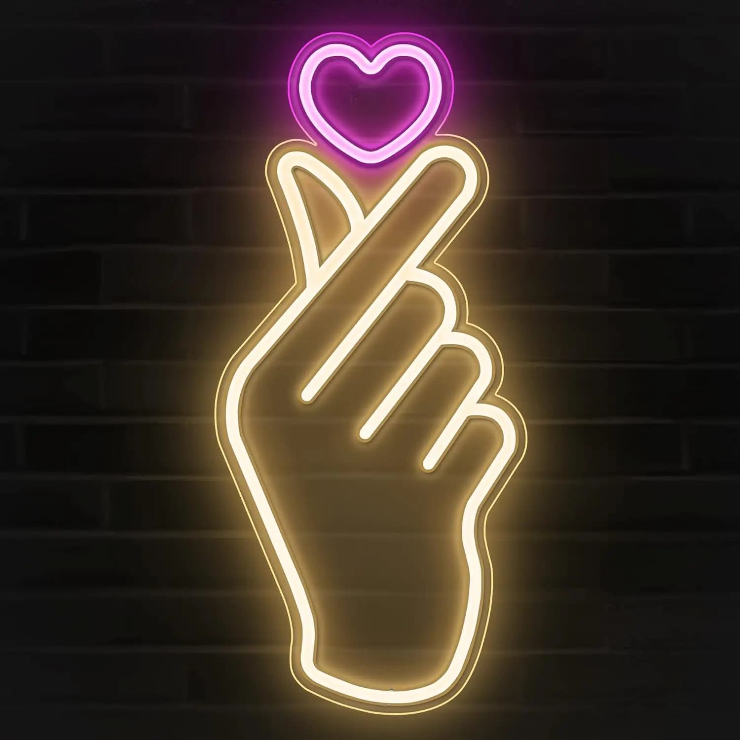 Insegna al neon a forma di cuore con dito Luce al neon a LED alimentata tramite USB per ufficio, camera da letto, club, uomo, grotta, sala giochi, bar, decorazione da parete, regali di personalità