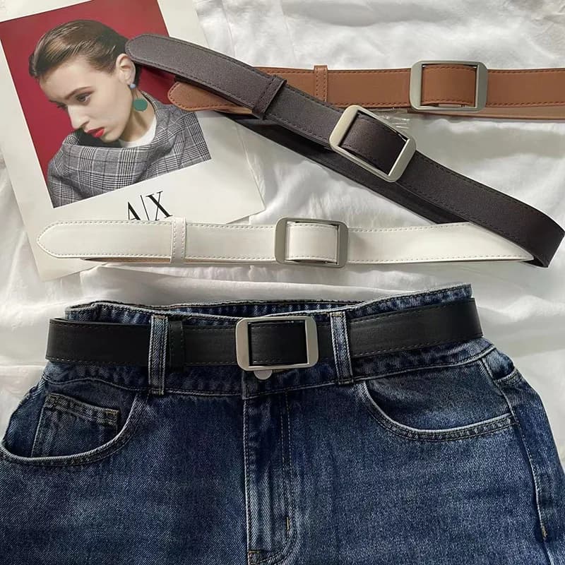 Cintura decorativa per jeans con fibbia rettangolare semplice, popolare e non porosa