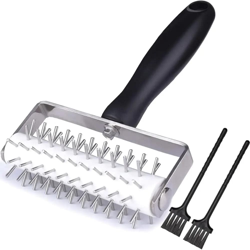 Stainless Steel Pizza Dough Roller with Pin Puncher for Perfect Dough Holes and Docking