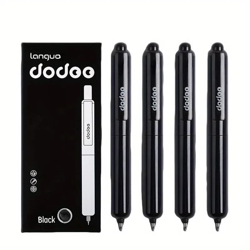 Penna a pressione tascabile a sfera, nera, ad asciugatura rapida, con cuore, anti-caduta, portatile, simpatica, a forma di pennello, per appunti.