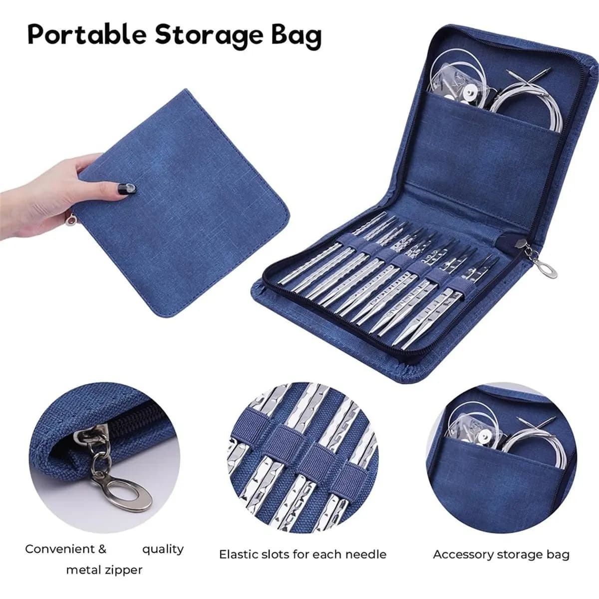828 Mega Sale Premium Square Aluminum Interchangeable Knitting Needles Set with Ergonomic Design, 8 Pairs, 4 Cables