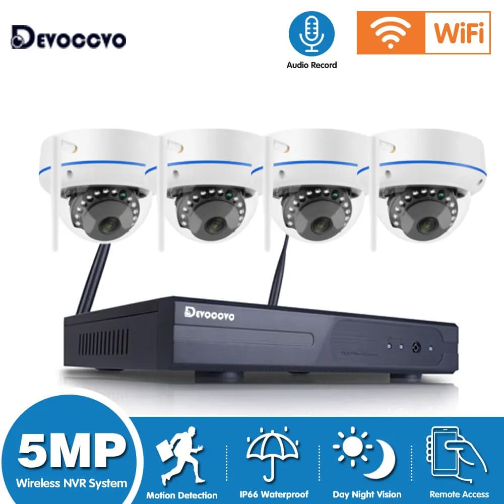 IP 4CH Wifi NVR Kit 5MP Outdoot waterproof Audio Wireless Dome Camera video surveillance system Set 8 channels