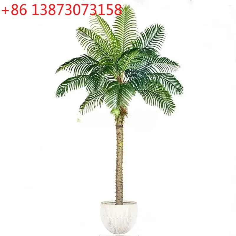Artificial sunflower plant with coconut leaves, fake bionic tree, pot green plant for interior, ornament for the decor of the living room