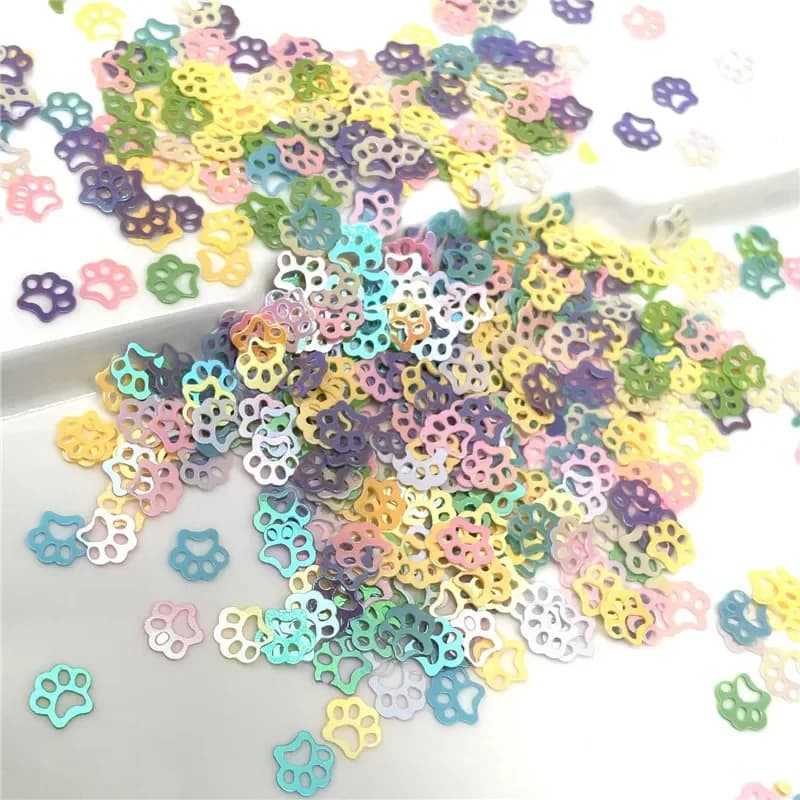 Paillettes sciolte in PVC a forma di zampa d'orso, paillettes glitterate per nail art, manicure, coriandoli nuziali, accessori per ornamenti, 20 g, 5 mm
