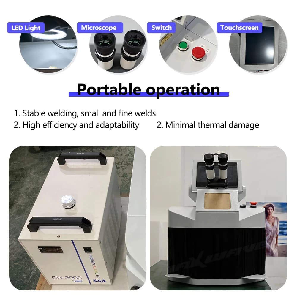 Saldatrice laser MAXWAVE Mini 100w 200w Saldatore a punti Gioielli Oro Argento con microscopio CCD per catena