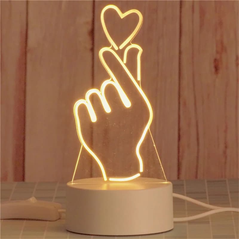 USB azionato 3D acrilico LED luce notturna Festival compleanno regali per bambini camera da letto comodino decorazione lampada da notte illuminazione novità per la casa