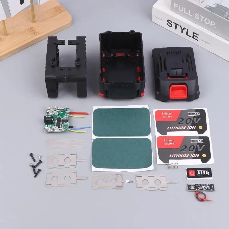 Lithium Ion Battery Container 18650 with PCBA BMS protection card and 21V lithium battery box, housing with CC input socket