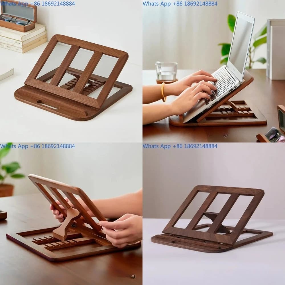 Supporto per laptop regolabile in legno per uso scrivania Griglia di raffreddamento pieghevole per lettura e archiviazione domestica