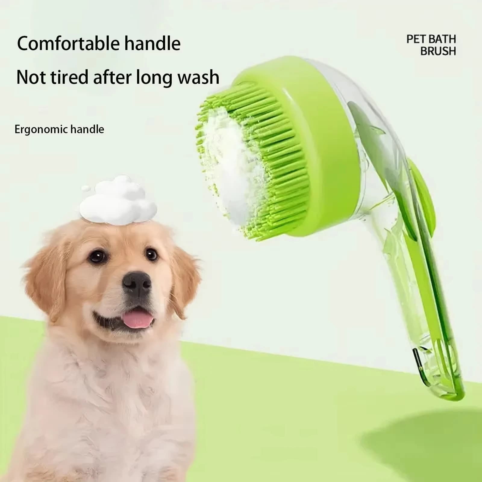 Spazzola per il bagno degli animali domestici in silicone con manico lungo, dispenser di shampoo massaggiante 3 in 1 con tampone per la pulizia della testa - Spazzola per toelettatura per cani e gatti