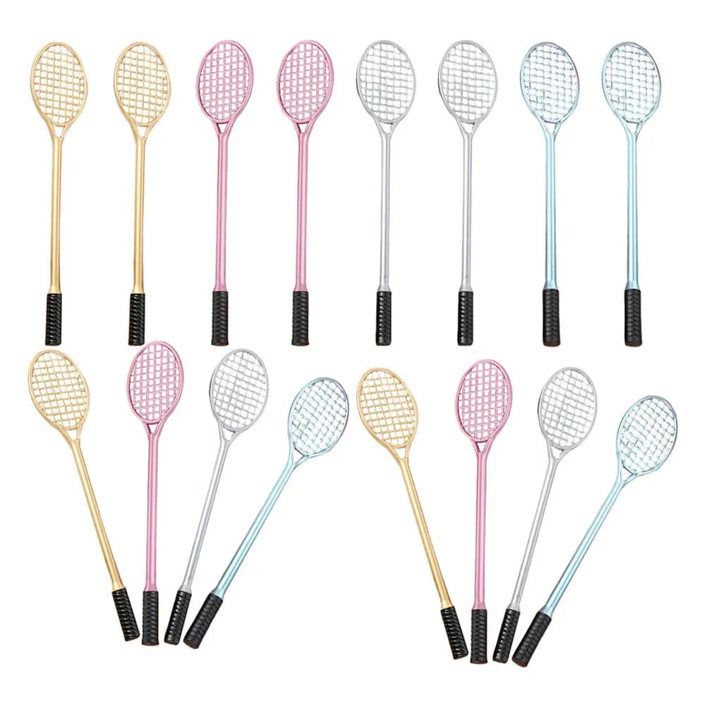 24Pcs Tennis Racket Gel Ink Pen Mini Cute Writing Supplies Black Ink for Students Office School Sports Themed Party Favors