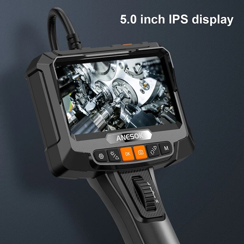 2MP 1080P 6MM 4.3 pollici doppia lente bidirezionale articolato sterzo a 360 gradi endoscopio periscopio ispezione otoscopio fotocamera microscopio