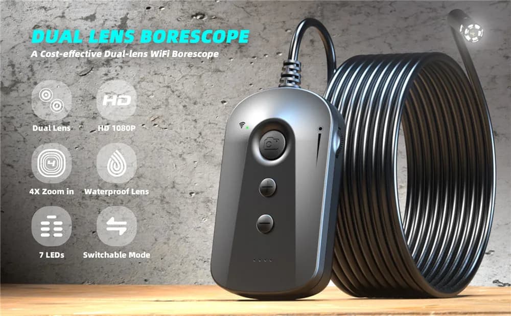 2MP 1080P 3.9mm 4X Zoom Cavo rigido WIFI Endoscopio Impermeabile IP66 CMOS Periscopio Ispezione Microscopio digitale Fotocamera Otoscopio