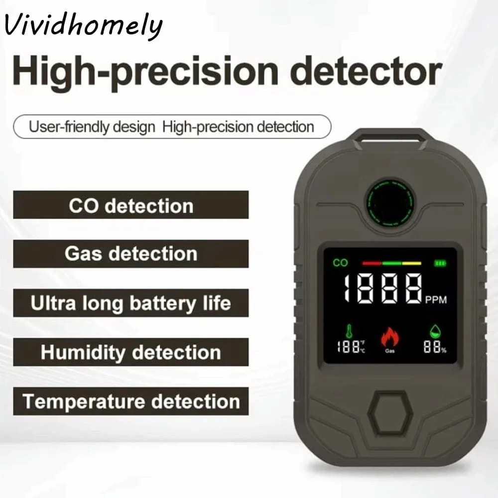 Rilevatore di Monossido di Carbonio Portatile con Batteria a Lunga Durata, Allarmi Visivi e Sonori, Rilevatore di Fughe di Gas ad Alta Precisione