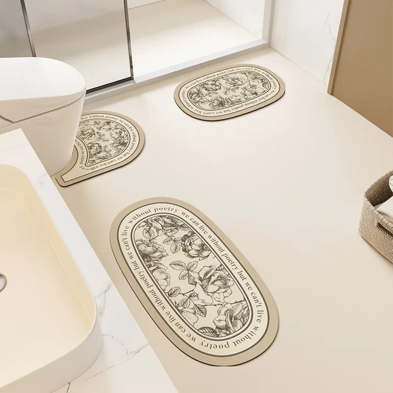 VIKAMA 3PCS Bathroom Water Absorbing Soft Pvc Floor Mat U-Shaped Toilet Seat Pad Anti-Slip Wash Basin Carpet Home Decoration